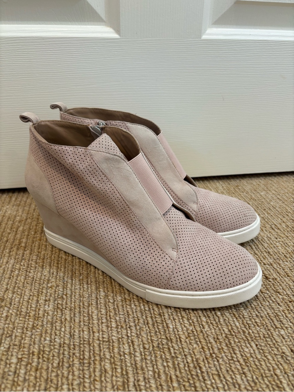 Paolo Blush Pink Perforated Wedge Sneaker Bootie